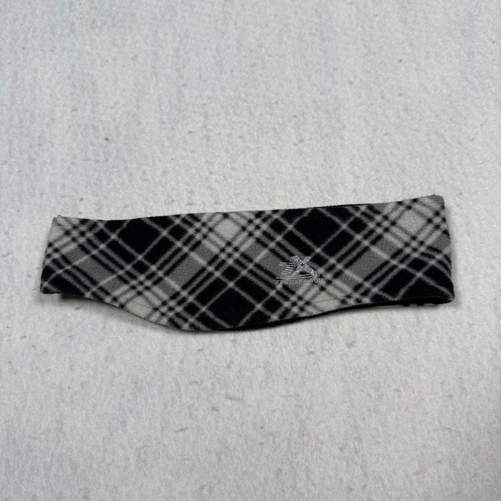 ZeroXposur Reversible Fleece Headband Black Grey Plaid Winter Ear Warmer